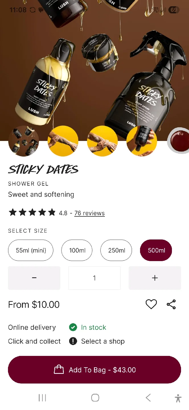 Lush Sticky Dates Shower Gel 500ml thumbnail