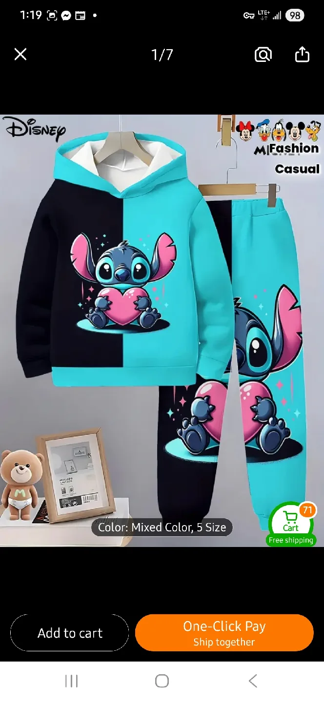 NEW Disney Stitch Mixed Color 2-pcs Set 🩵 thumbnail