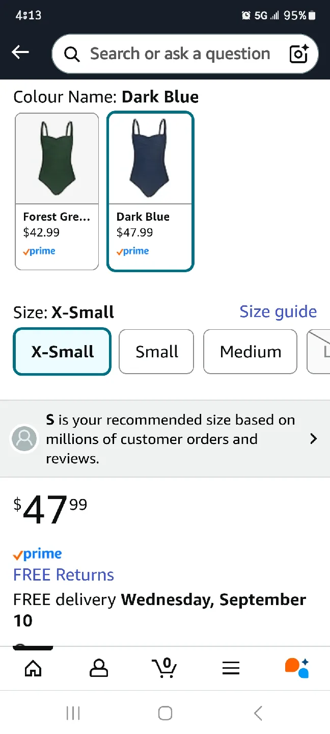 BNWT - Navy Blue One Piece Swimsuit - Size XS image indicator(9)