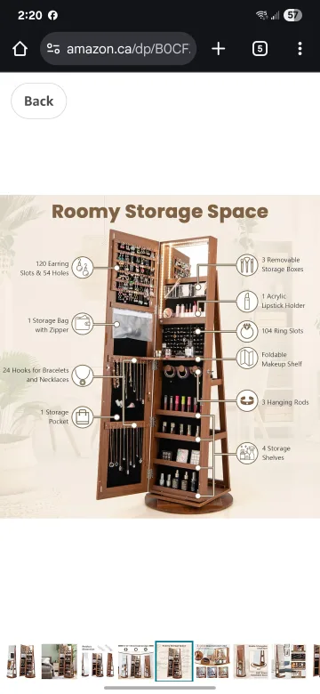 Rotating Jewelry Armoire with Mirror image indicator(3)