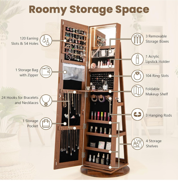Rotating Jewelry Armoire with Mirror - photo 4