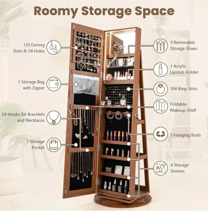 Rotating Jewelry Armoire with Mirror image indicator(4)