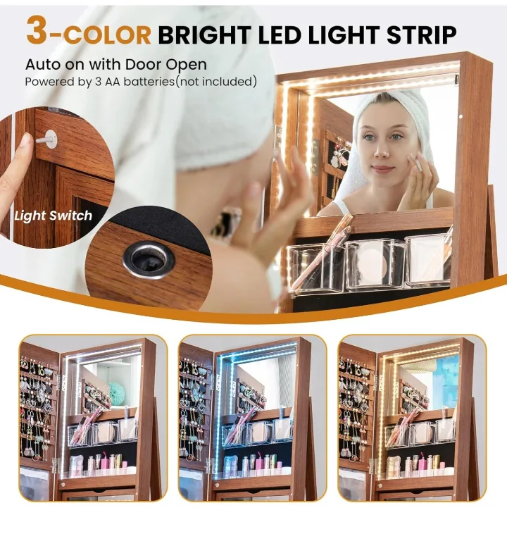 Rotating Jewelry Armoire with Mirror image indicator(9)