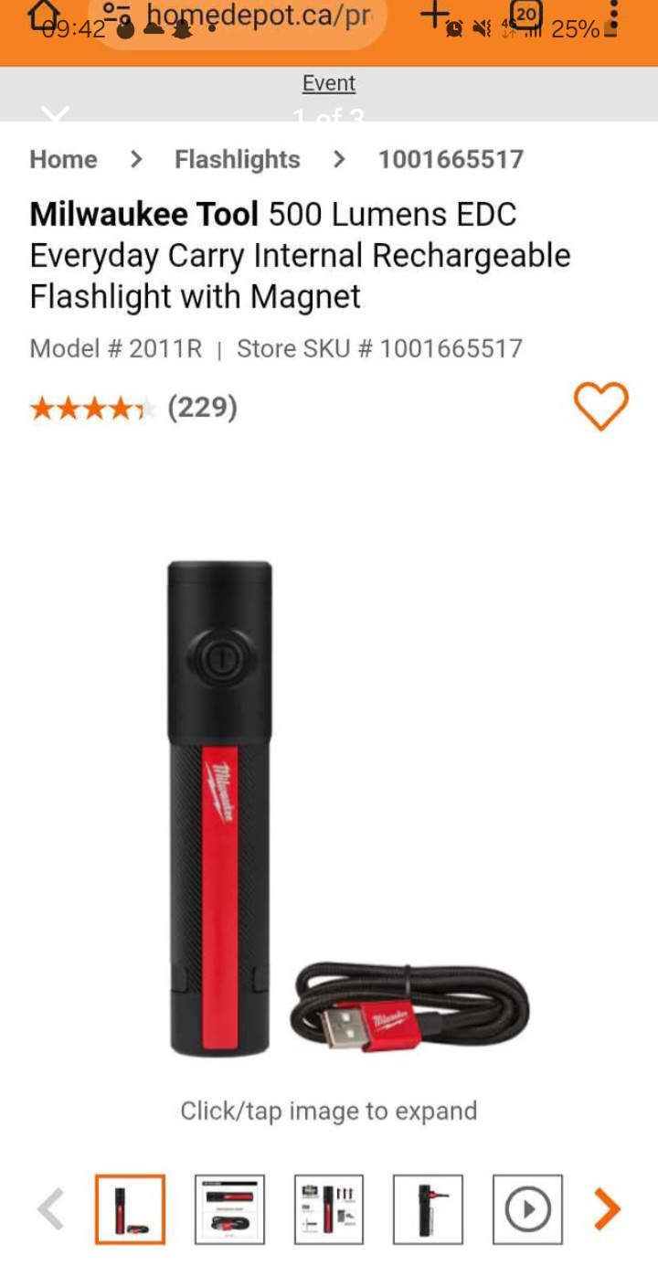Milwaukee 500 Lumens EDC Rechargeable Flashlight