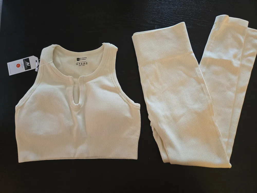 Brand New Cream Ribbed Activewear Set