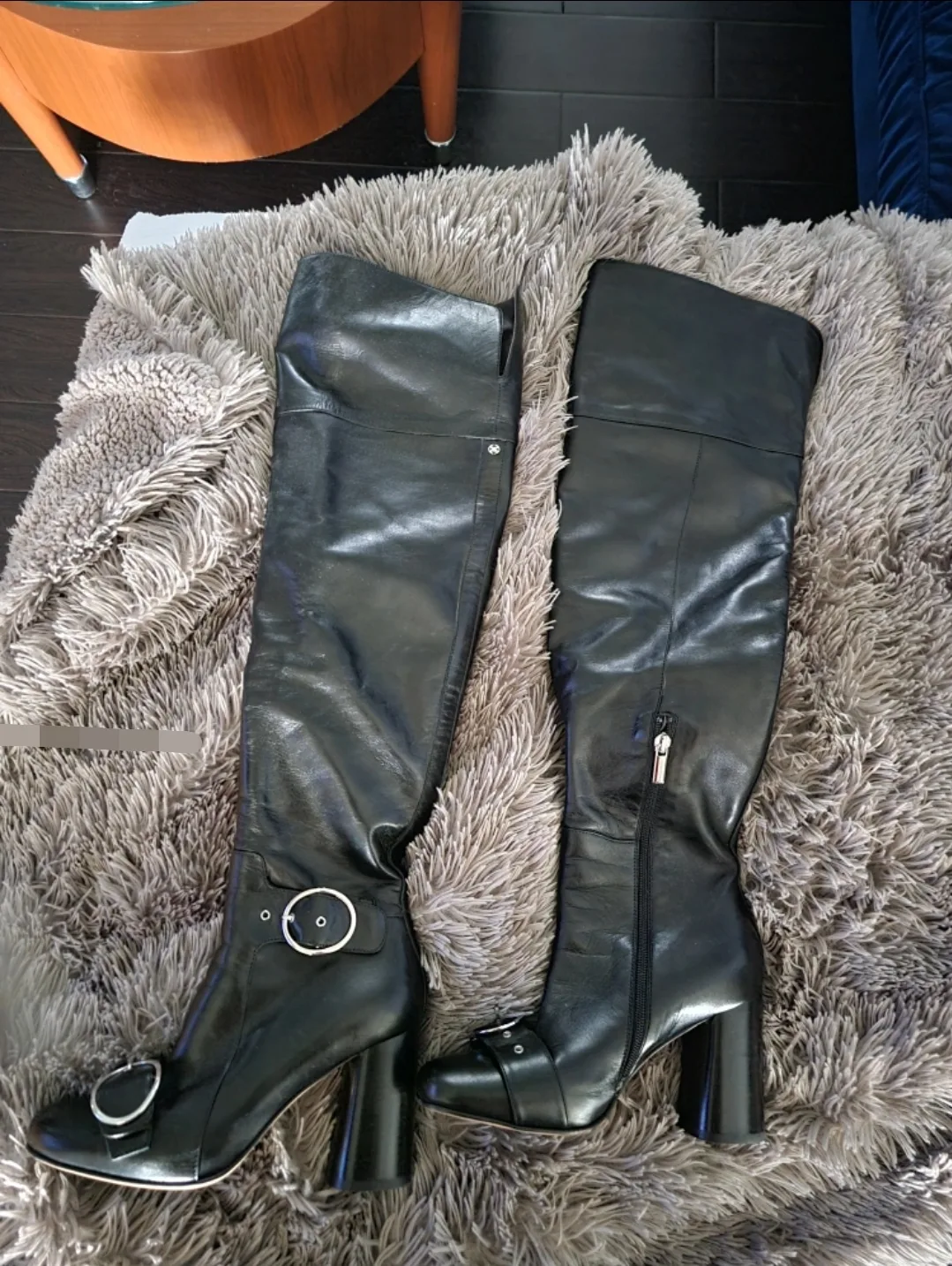 Capezzani Black Leather Thigh High Boots - Size 39 thumbnail