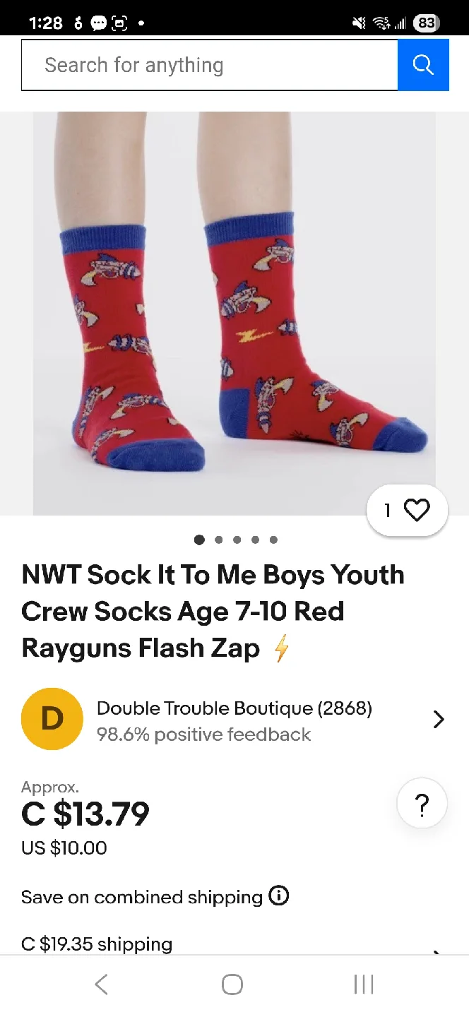 New Sock It To Me Youth Crew Socks Age 7-10 thumbnail