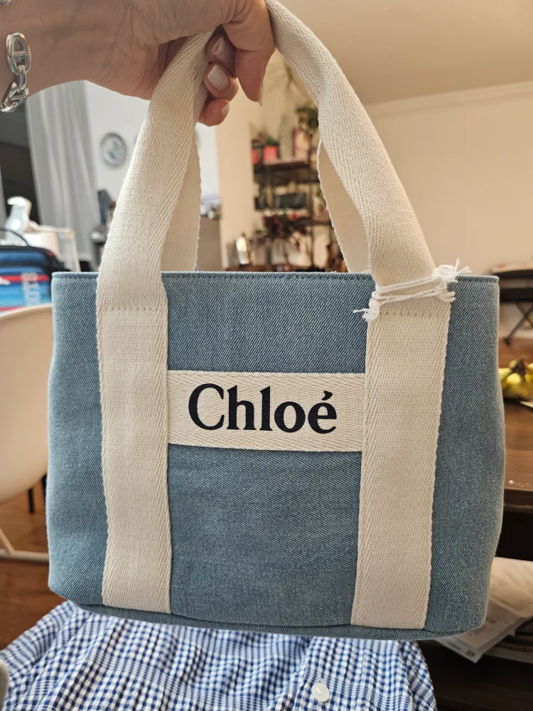 Chloé Woody Small Denim Tote Bag chloe bag image indicator(5)