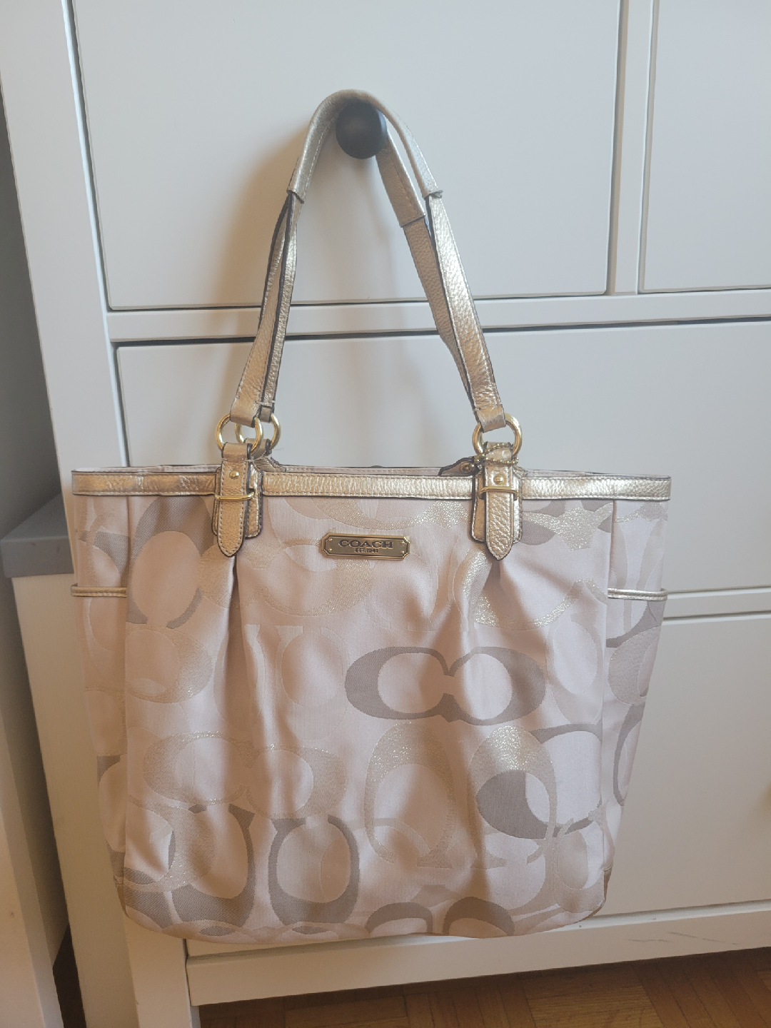 Coach Tote Bag - Beige & Gold