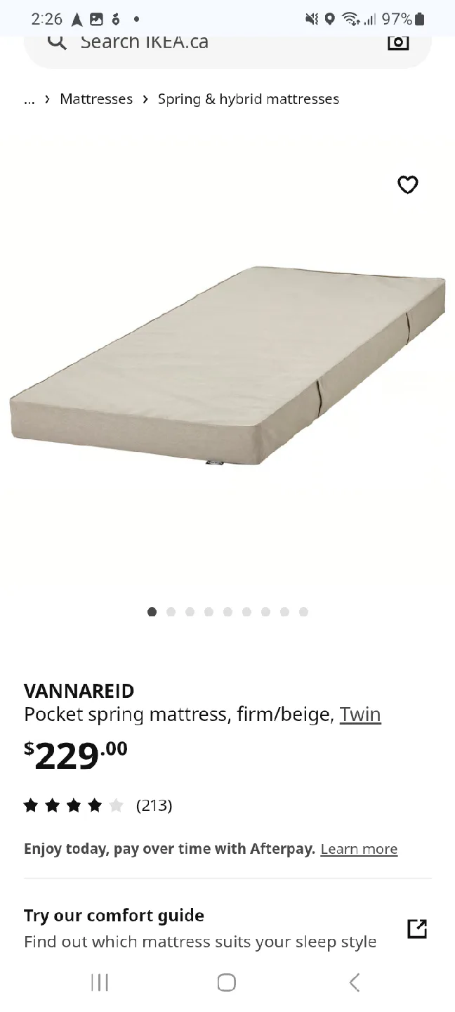 IKEA VANNAREID Twin Mattress thumbnail