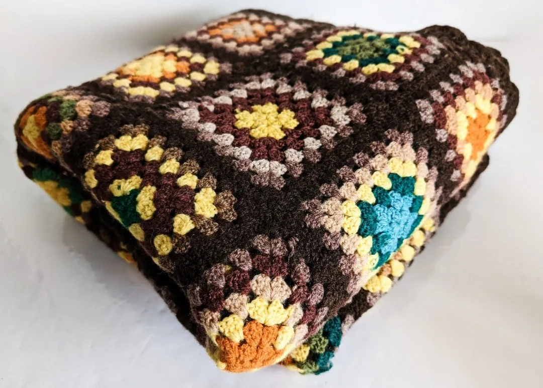 Granny Square Afghan Blanket ~ Single Bed Crocheted Cover image indicator(9)