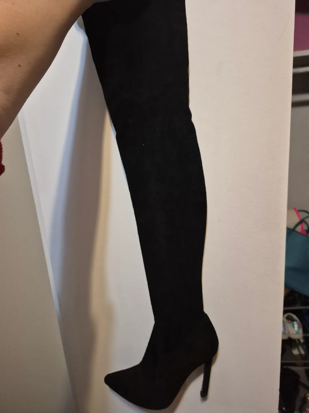 Zara Black Thigh High Heel Boot thumbnail