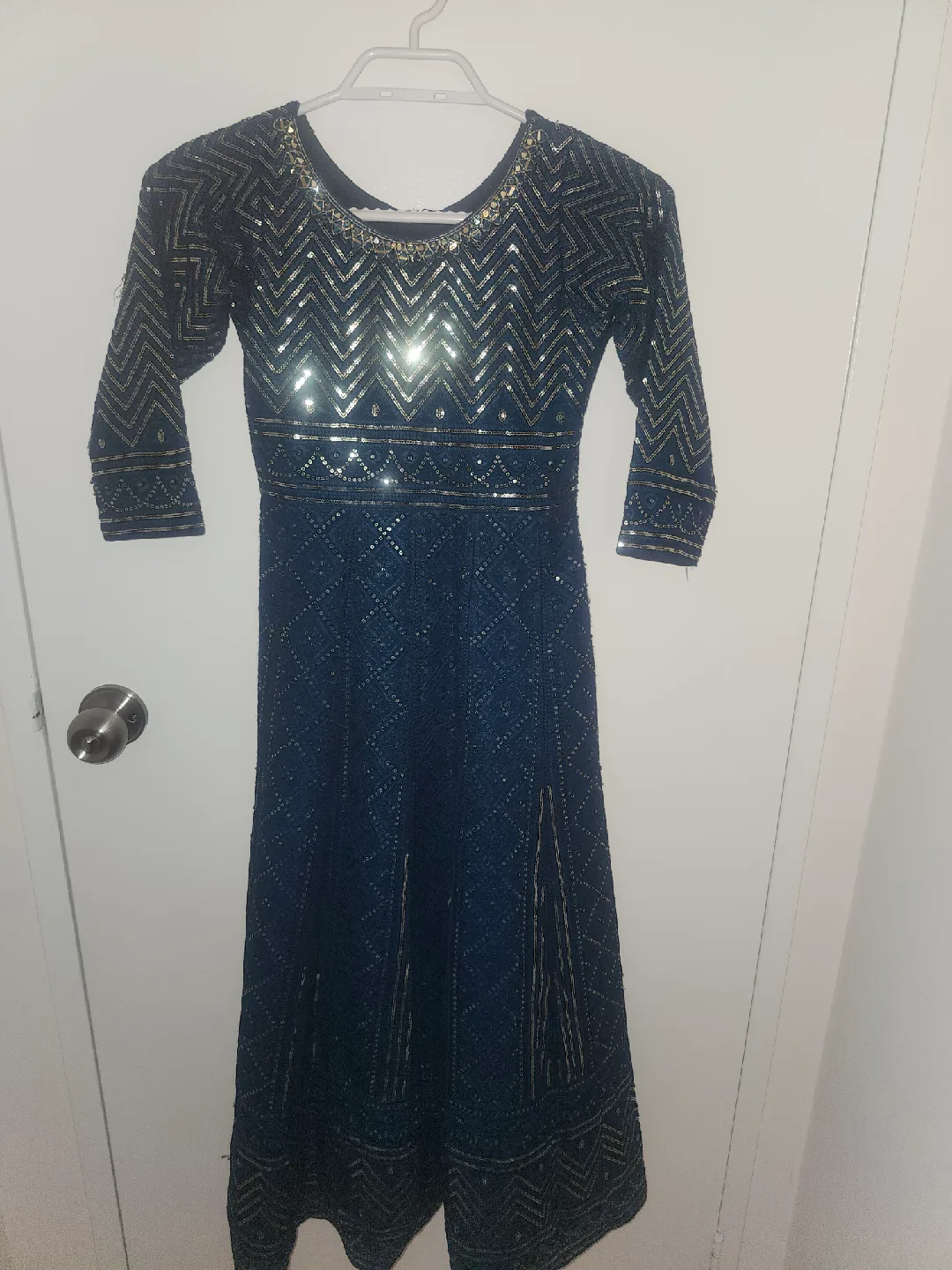 Blue teal Embellished Party Dress size 7-8 years old image indicator(2)