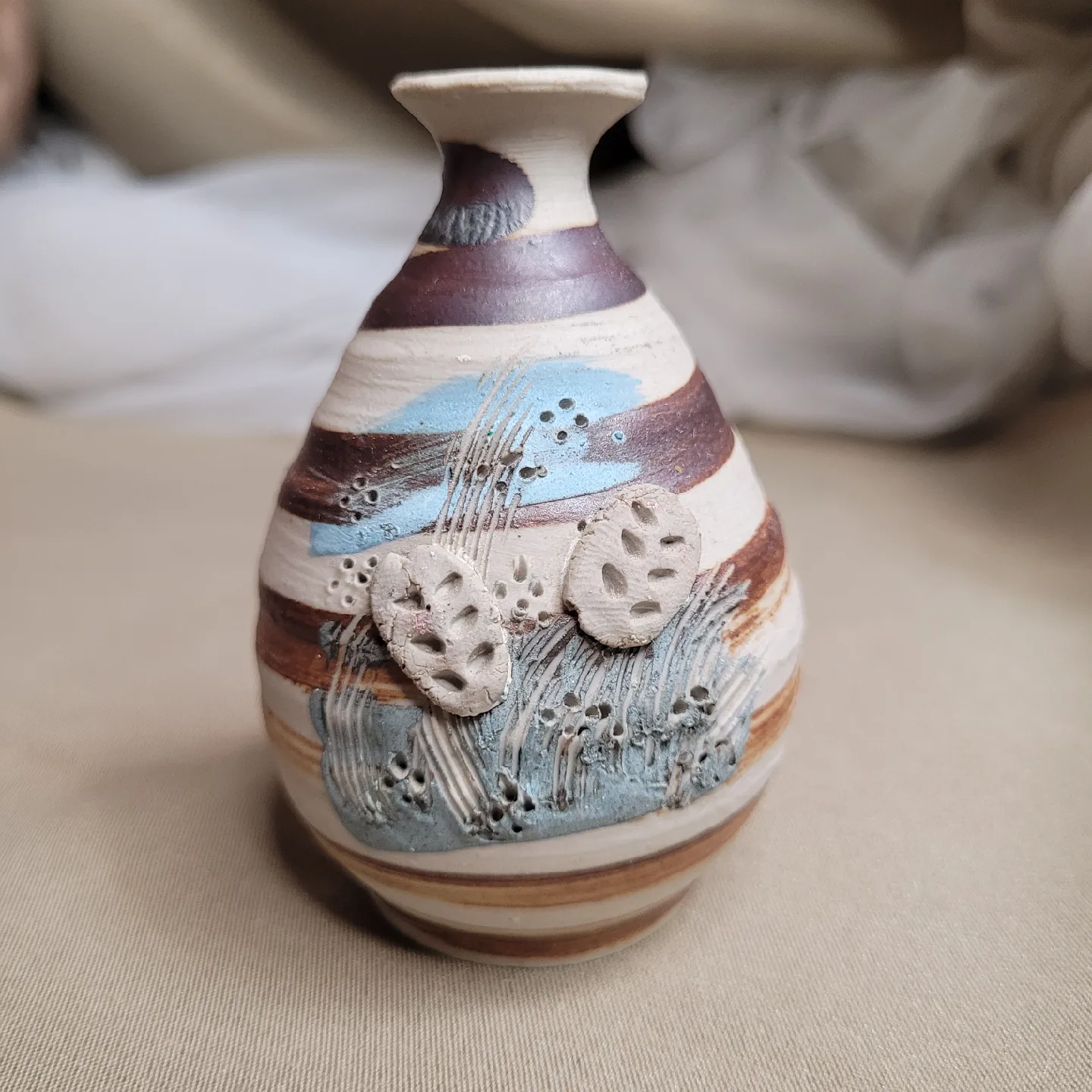 3 1/2" Hand Crafted Pottery Bud Vase thumbnail