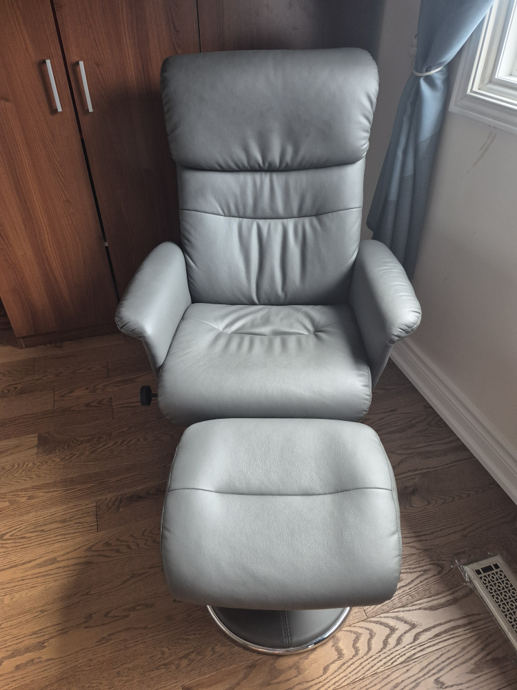 Grey Recliner Chair with Ottoman