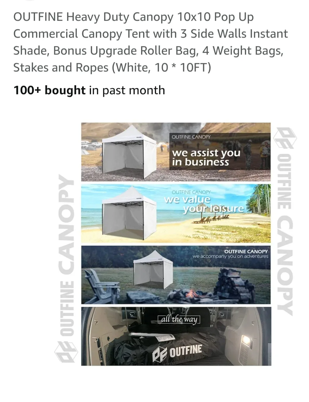 OUTFINE 10x10 Heavy Duty Canopy Tent - White image indicator(3)