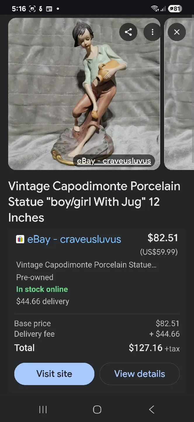 Vintage Capodimonte porcelain Figurine Boy Water Jug 🥕 image indicator(7)