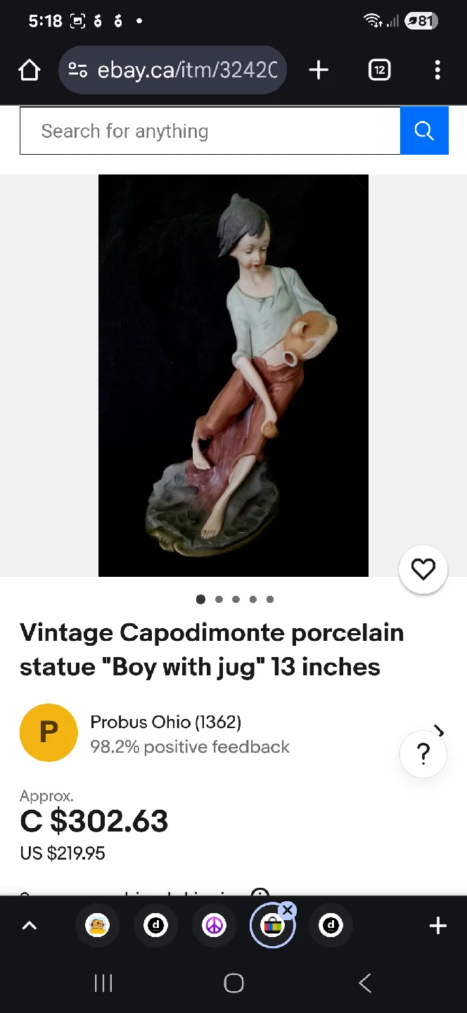 Vintage Capodimonte porcelain Figurine Boy Water Jug 🥕 image indicator(9)