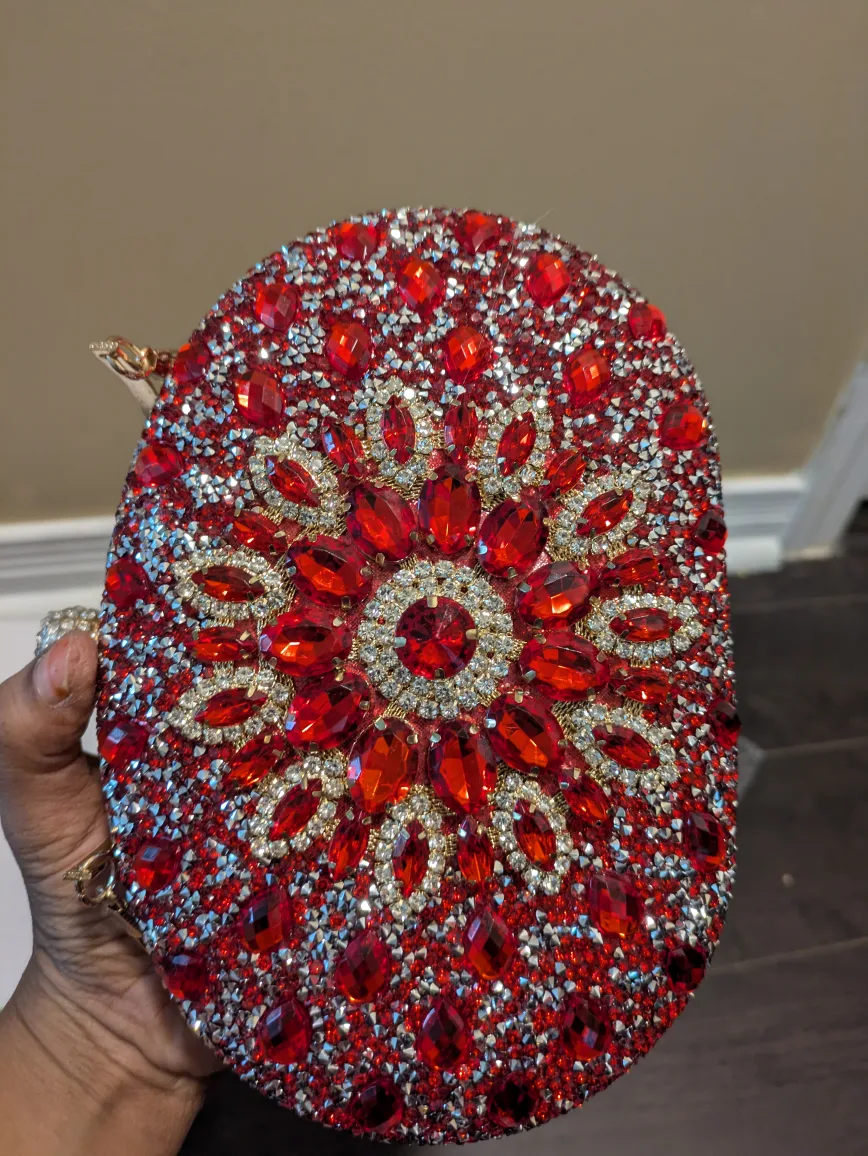 brand new Red Crystal Evening Clutch Bag image indicator(4)
