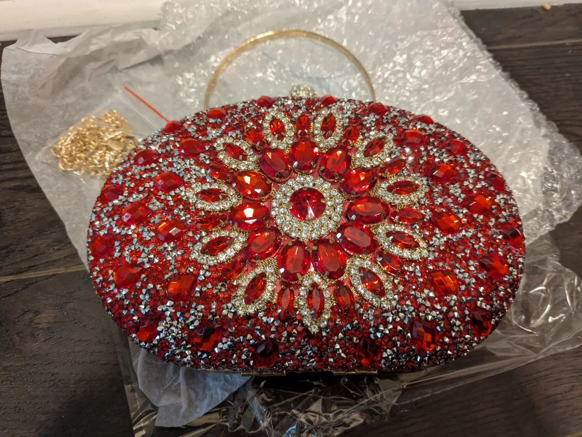 brand new Red Crystal Evening Clutch Bag image indicator(5)