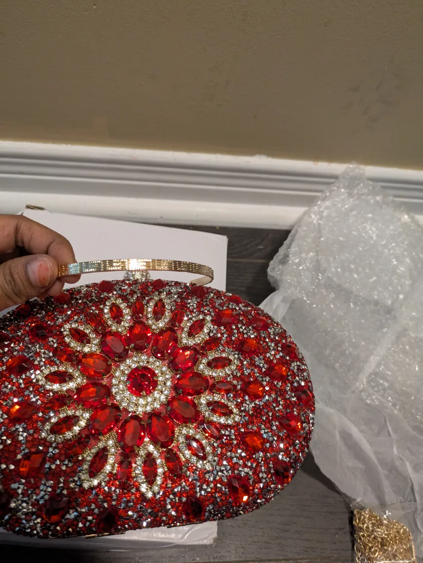 brand new Red Crystal Evening Clutch Bag image indicator(7)