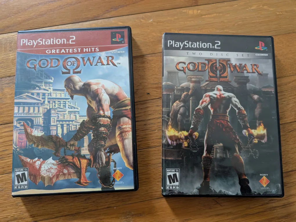 God of War I & II PS2 Games, with sony 8 mb memory cards thumbnail