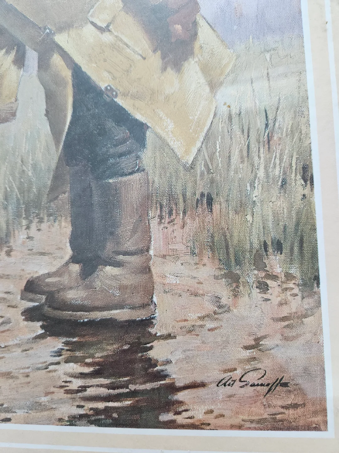 Large Vintage Framed Art Print - Child and Geese in Wood Frame image indicator(2)