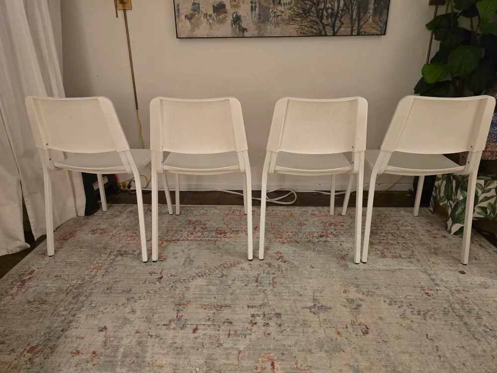 FREE 4 x IKEA white stacking chairs image indicator(4)