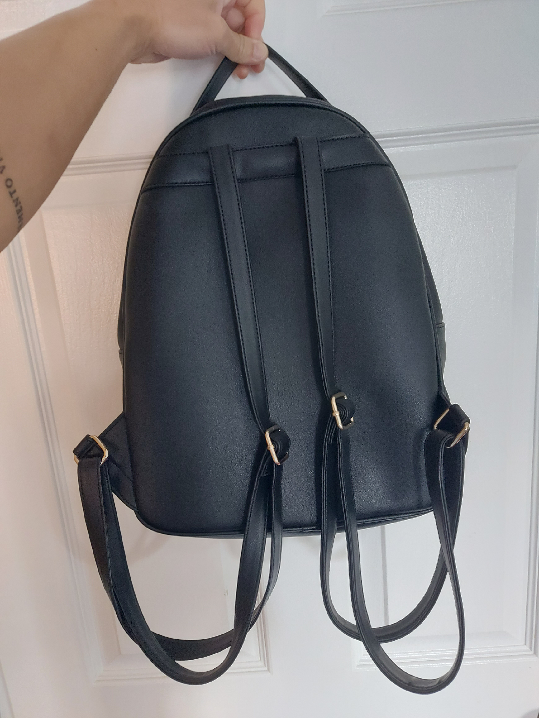 Black Faux-leather Backpack - photo 2