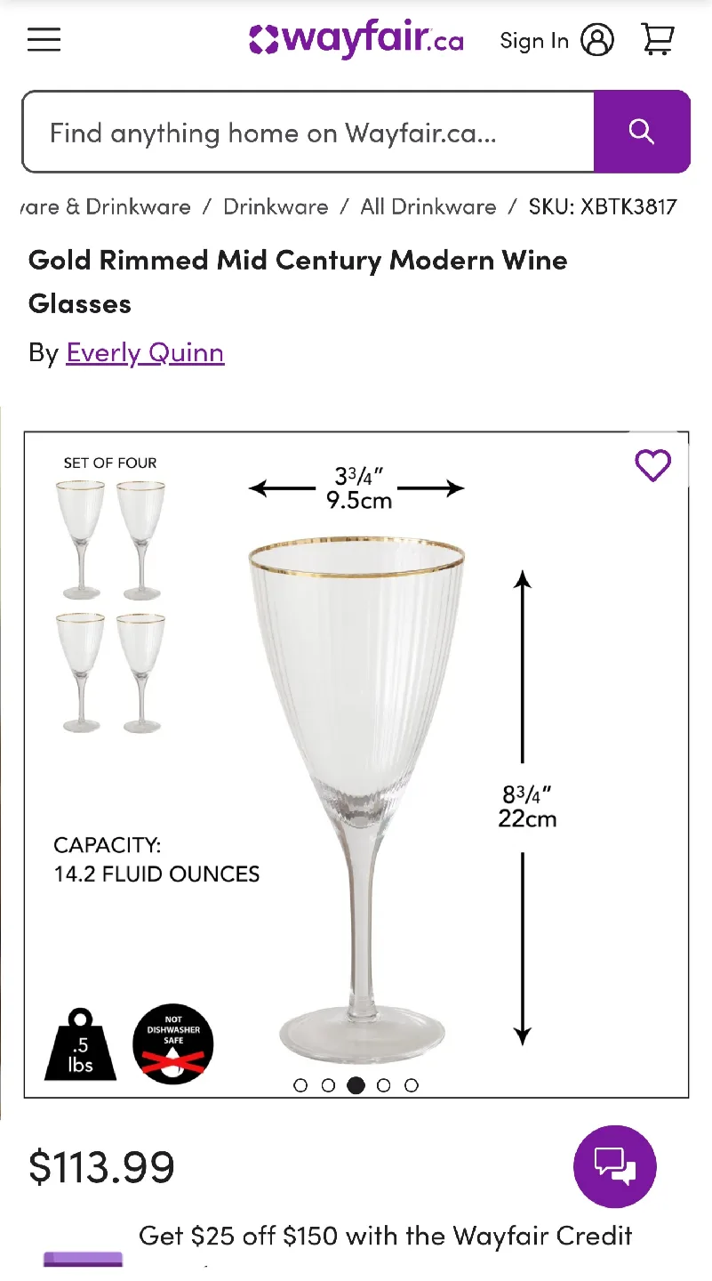 Everly Quinn Gold Rimmed Wine Glasses (Set of 8) image indicator(5)