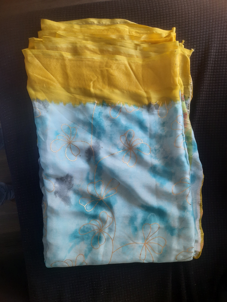 Yellow and Blue saree