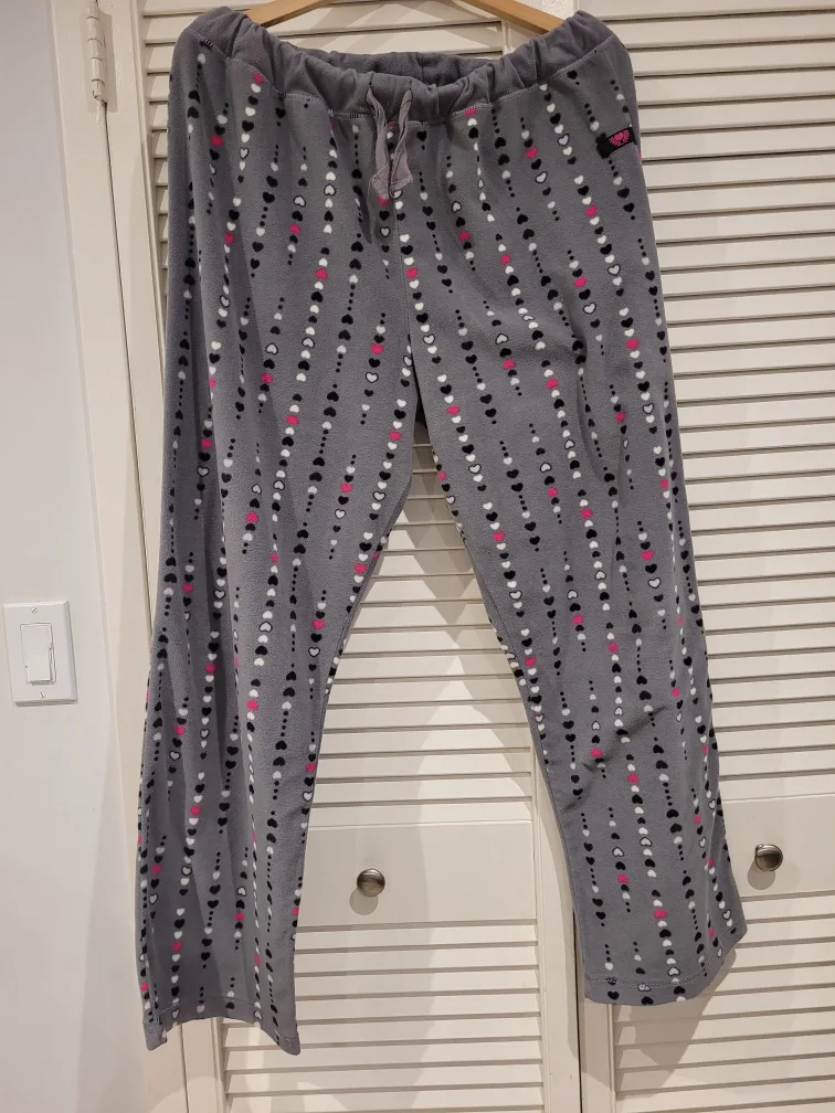 Roxy Fleece Pajama Pants - Grey with Hearts thumbnail