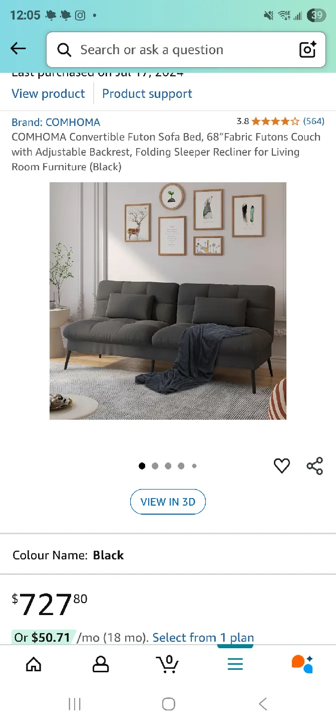 COMHOMA Grey Futon Sofa Bed image indicator(4)