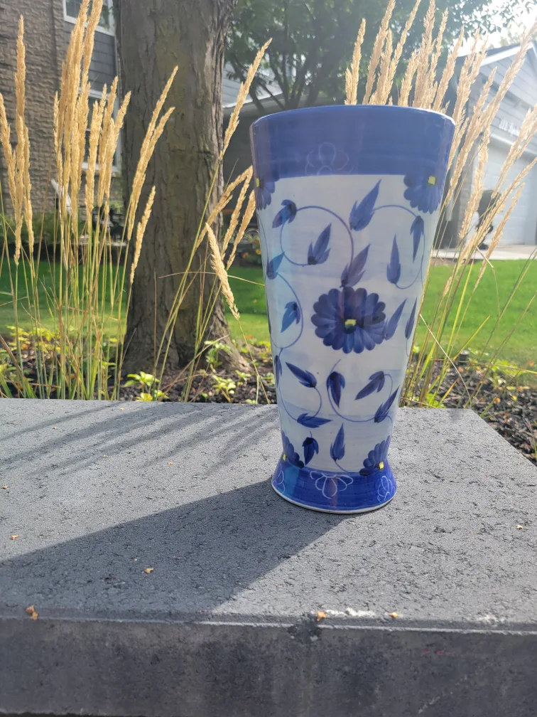 Floral Vase - Blue and White thumbnail