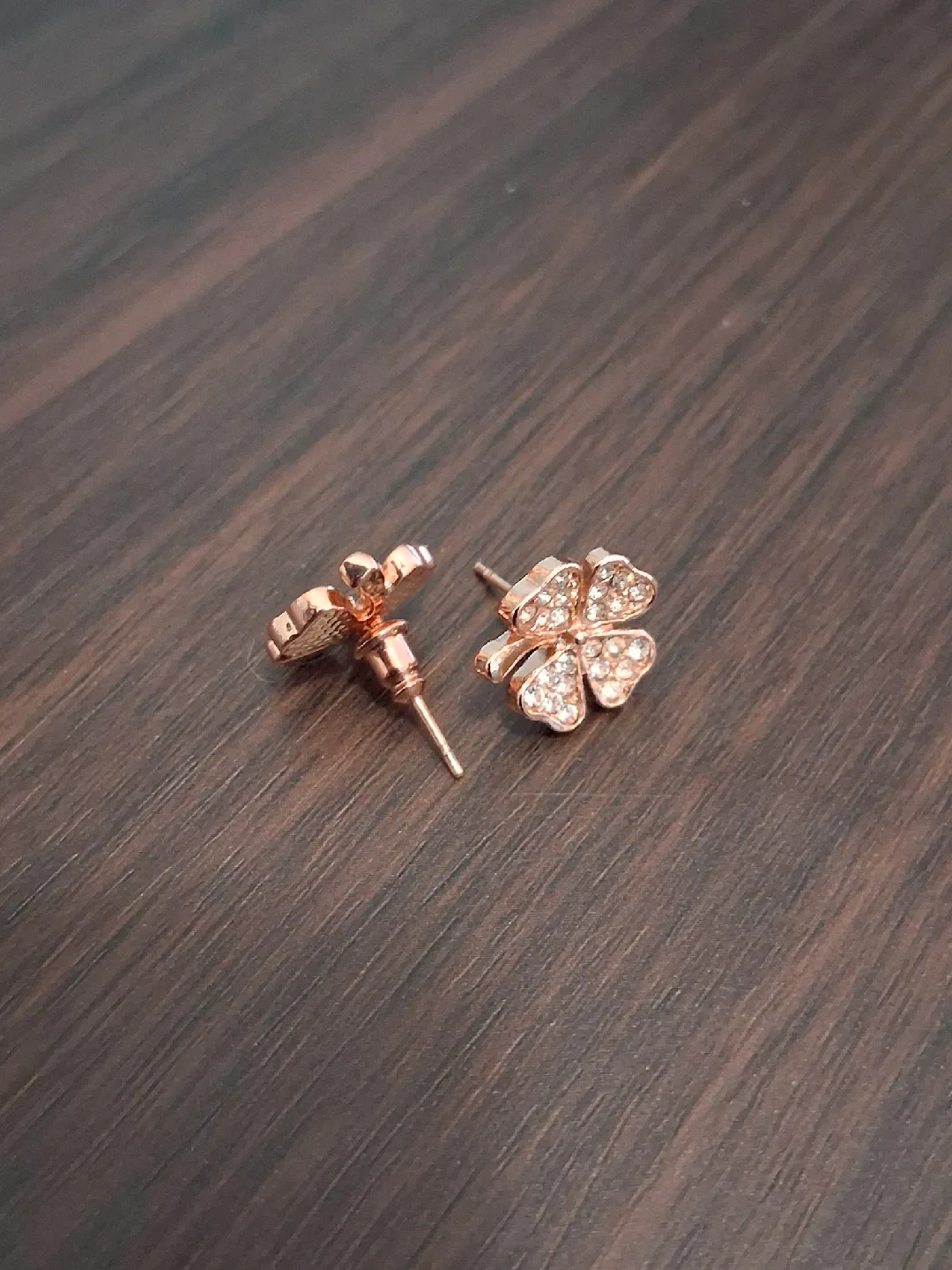 Rose Gold-Tone Clover Earrings thumbnail
