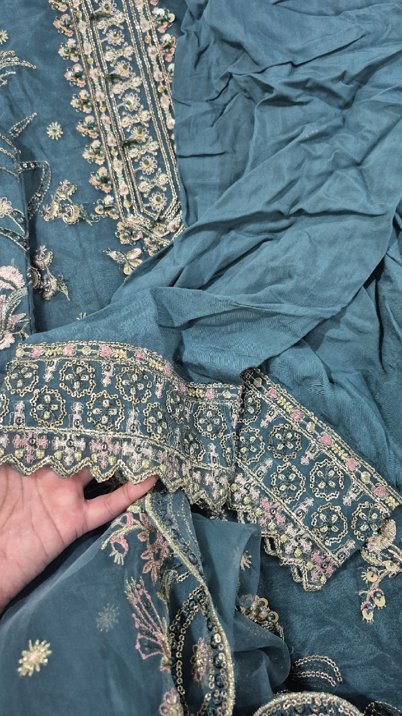 Teal Embroidered Dress
