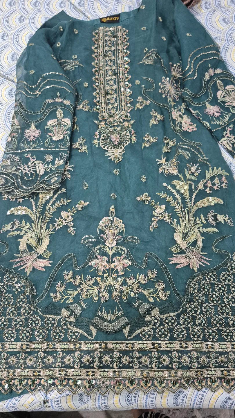 Teal Embroidered Dress image indicator(3)