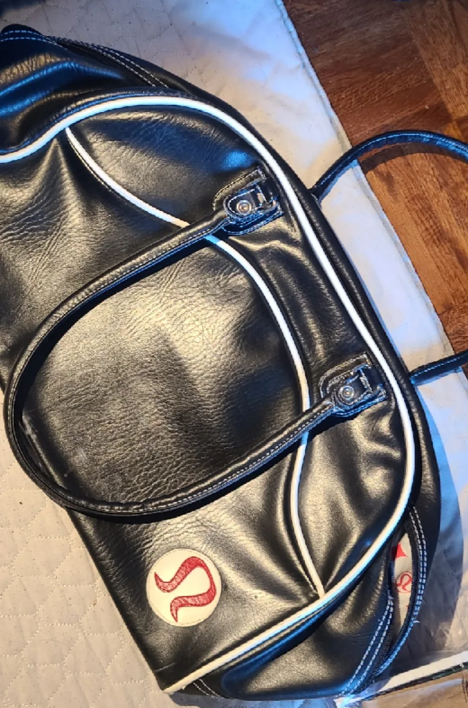 Lululemon Athletica Black Leather Gym Bag thumbnail