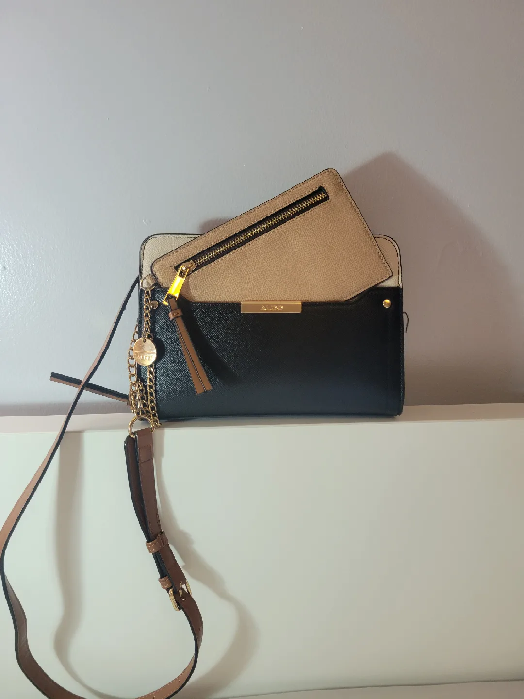 Aldo Crossbody Bag - Black & Beige image indicator(2)