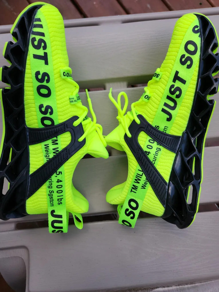 Neon Yellow Sneakers. Unisex. Men's size 8.5- 9/ W 10-10.5 thumbnail