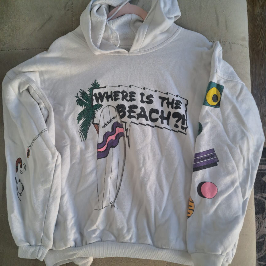 90's Vintage Adidas "Where is the Beach" Hoodie - Size S/M - photo 3