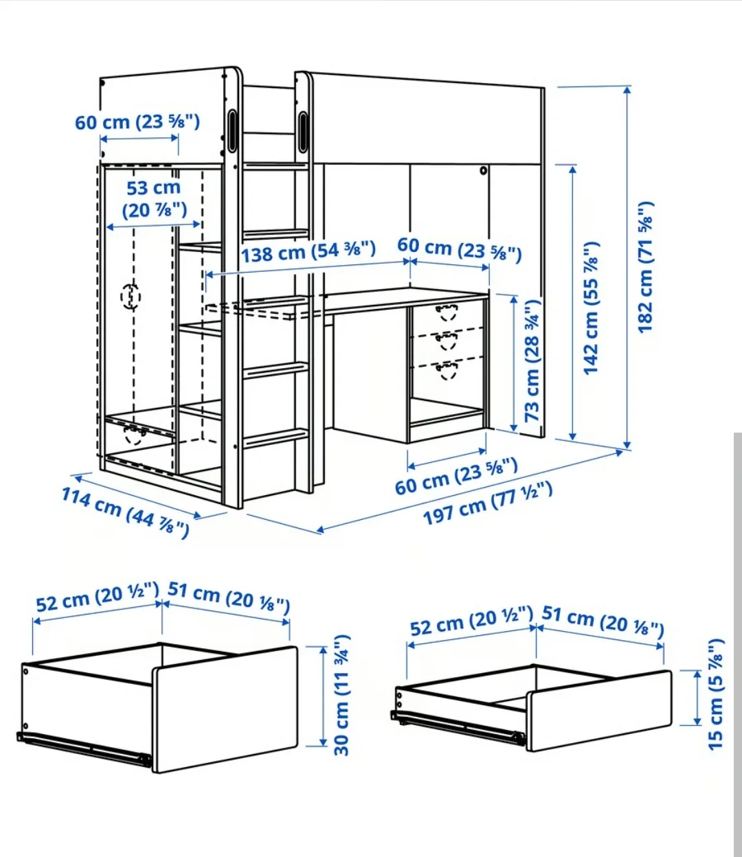 IKEA SMÅSTAD Loft Bed, White/Lilac, Twin image indicator(2)