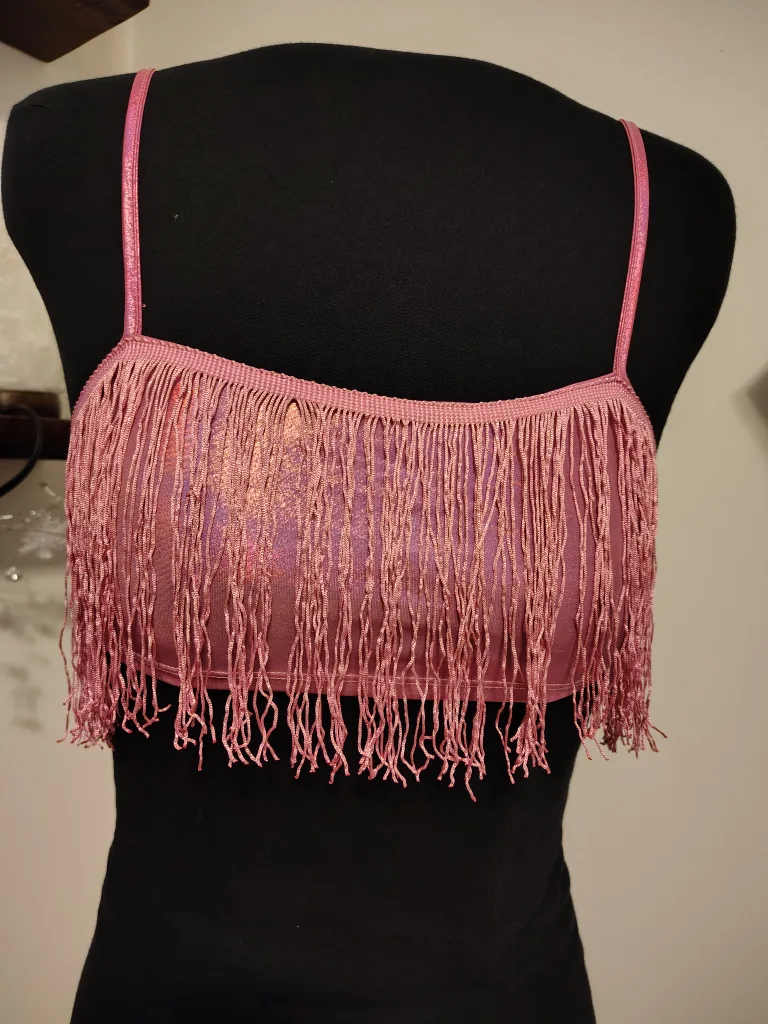 Shein Pink Fringe Top - Size S thumbnail