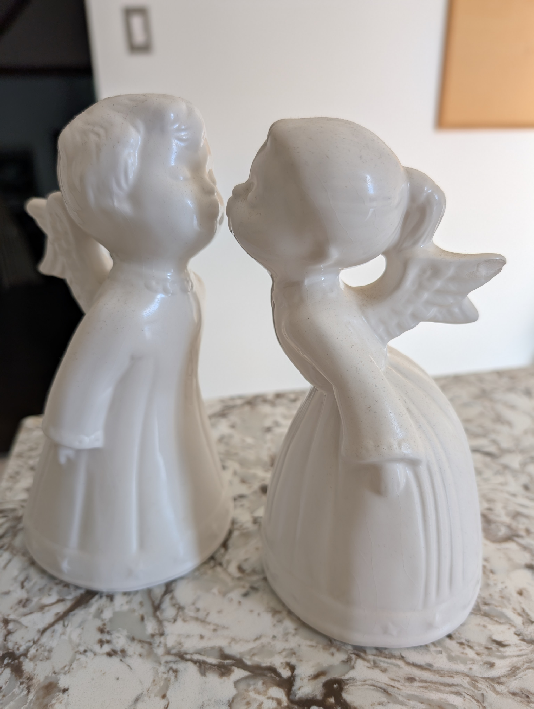 Vintage Ceramic Kissing Angels Figurine