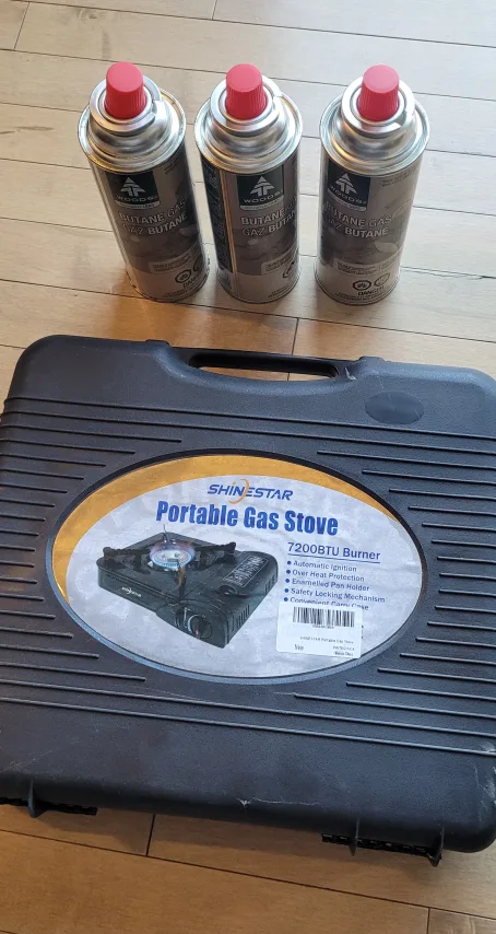 ShineStar Portable Gas Stove Burner + Woods butane gas canisters image indicator(3)