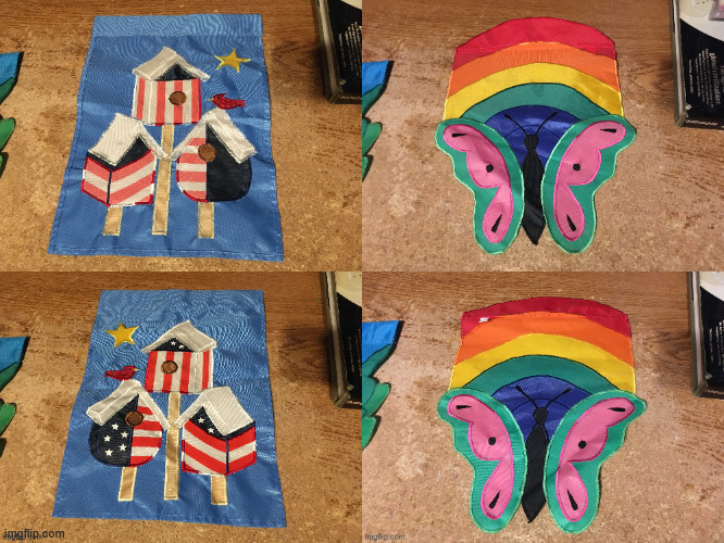 Lot of 9 Garden Flags rainbow butterfly birds flowers - photo 2