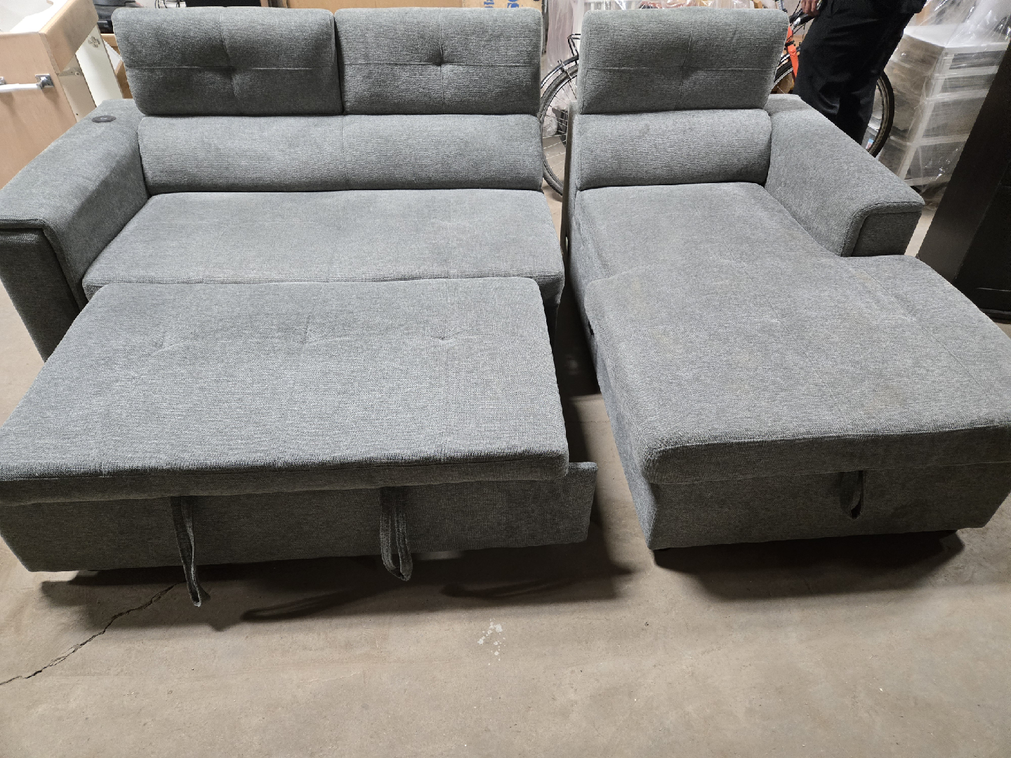 Grey Sectional Sofa with Storage