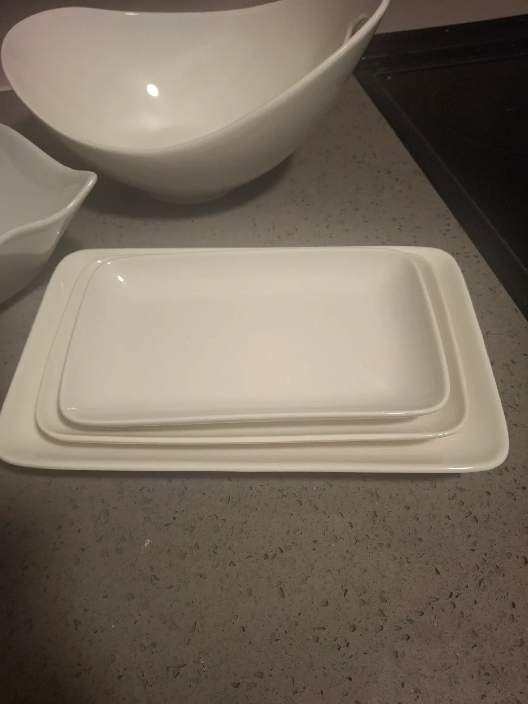 White Serving Bowls and Rectangular Plates thumbnail