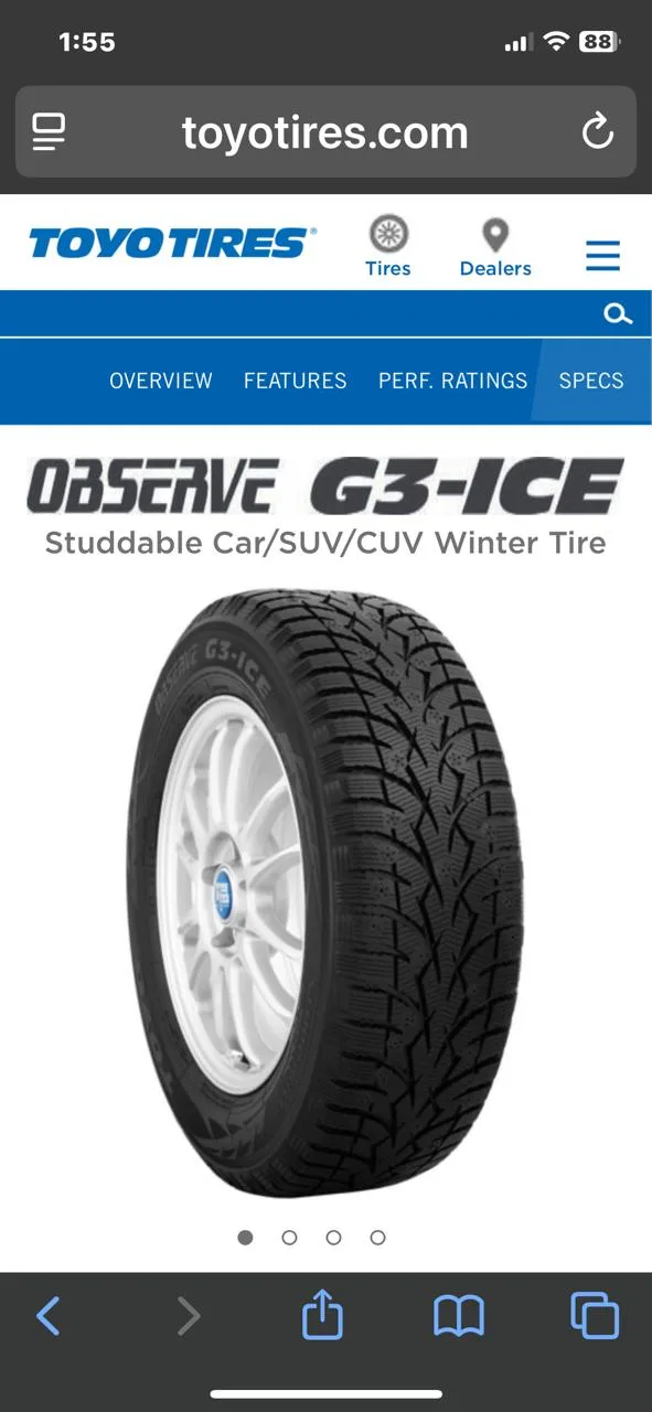 Set of 4 Touren Rims with Toyo Observe G3 Ice Tires - 235/60R18 image indicator(8)