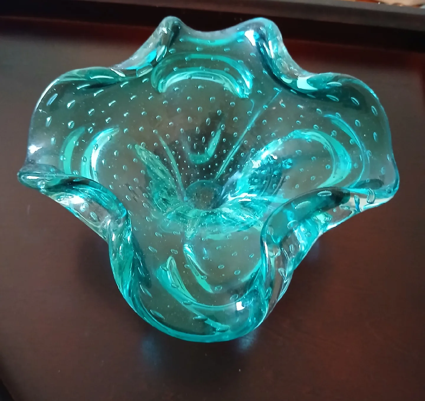 Murano  Aqua Blue Glass Bowl thumbnail